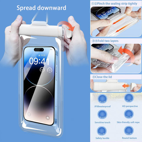 Waterproof Phone Pouch Case for Beach, Kayaking, Swimming, Underwater Dry Bag for iPhone 15 14 13 12 11 Pro, Galaxy