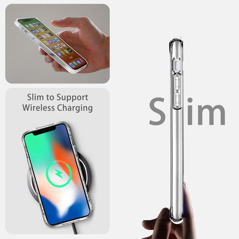 JJGoo Clear Case for iPhone X/Xs, Transparent Shockproof Slim Anti-Scratch Hard PC Back Cover