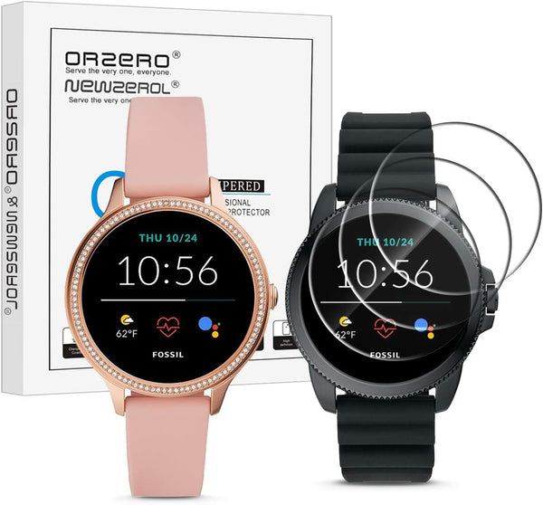 Orzero (3 Pack) Tempered Glass Screen Protector Compatible for Fossil Gen 5E 42mm/44mm Smartwatch, Anti-Scratch