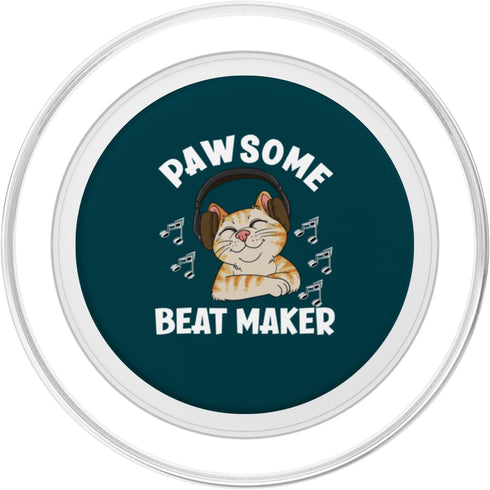 Funny Music Producer Designs For Music Lovers Pawsome Beat Maker Funny Ginger Cat Lover Music Producer PopSockets