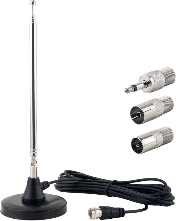 Kaunosta FM Antenna for Stereo Receiver Indoor, Telescopic FM Radio Antenna Heavy-Duty Magnetic
