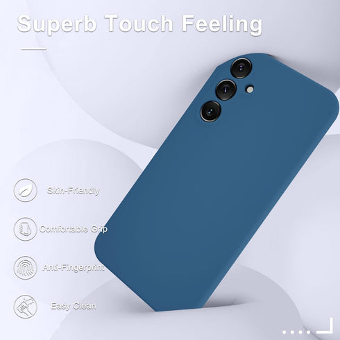 Samsung Galaxy A15 5G Case - Navy Blue Silicone Cover with Screen Protector, Soft Anti-Scratch Lining, Shockproof