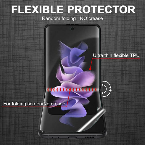 Orzero Soft TPU Screen Protector for Samsung Galaxy Z Flip 3 5G (3 Sets, 12 Packs) - Premium HD, Edge to Edge,
