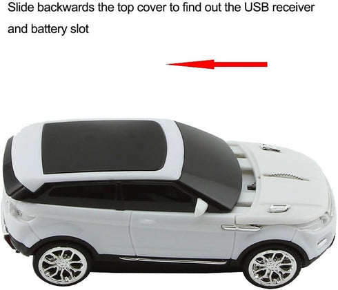 3C Light Car Mouse Wireless 2.4GHz Cool Sport SUV Car Shape Mouse Optical Mice 1600 DPI with USB Receiver Suitable for PC/Computer/Laptop (White) by Sunffice