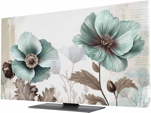 Yukro Blue Broccoli Indoor TV Dust Cover, Vintage Victorian Style Flowers Elastic TV