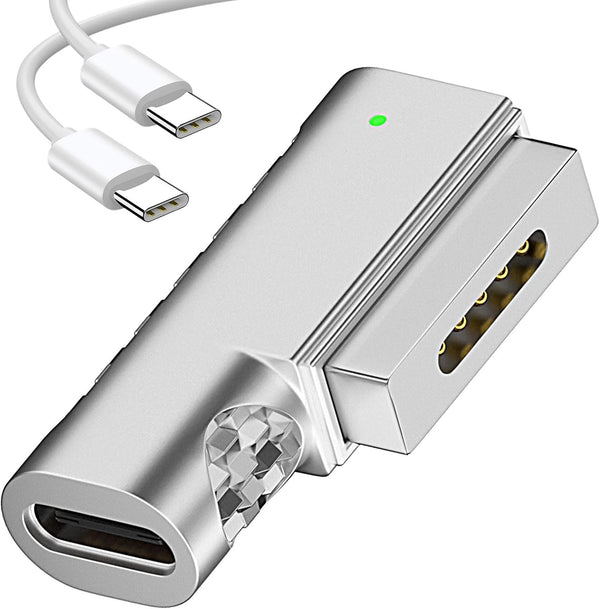 Magnetic 90 Degree USB C to Magnetic 2 T-Tip Adapter, Type-C to Safe 2 T-Head PD 100W Power Fast Charging Converter