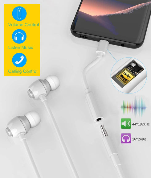 USB C to 3.5 mm Female Headphone Jack Adapter for Apple iPhone15, iPad Pro, Google Pixel 3 2XL, Samsung Galaxy S23 S22 Ultra Note 20 S10, HTC Moto and More
