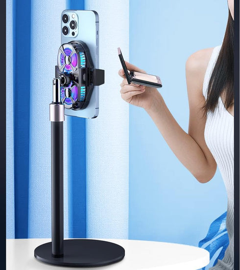 CellPhone Cooler Pad, Gaming Phone Cooling Fan for 2.63-3.46 inches iOS/Android, Black with Two Fans