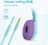 Kids Headphones with MIC for School, 85dB Safe Volume Limited Light Up Cat Ear Headphones, Wired On-Ear (Green/Purple)