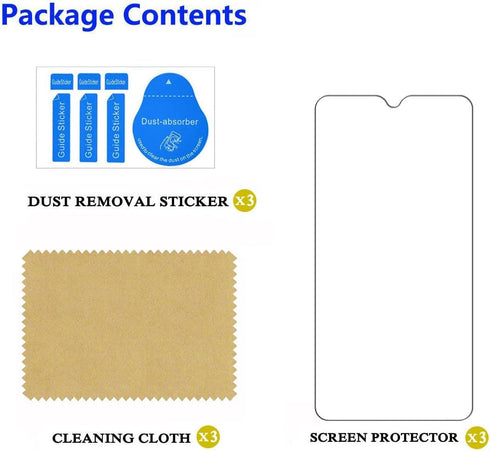 BLU View 4 Tempered Glass Screen Protector 3 Pack, 9H Anti-Scratch, Ultra Clear, 0.26mm HD, Bubble Free.