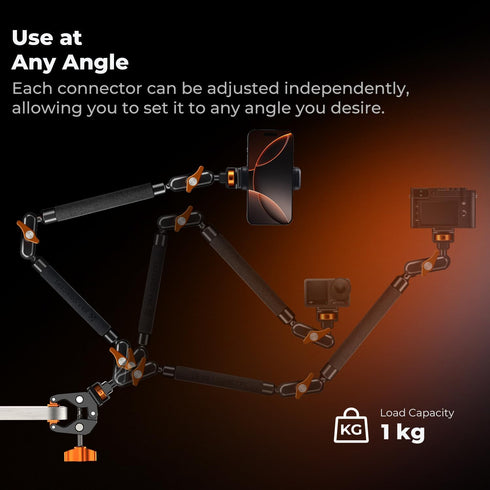 K&F CONCEPT 22" Magic Arm Clamp Kit, Overhead Desk Camera Mount, Long Articulating Friction Boom Arm for Phone, Action
