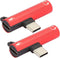 2Pcs USB Type-C to 3.5mm Female Headphone & Charger Adapter, 2-in-1 Fast Charging Cable for Type-C Phones (Red)
