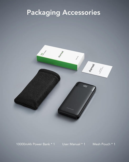 Portable Charger 10000mAh Slim Battery Pack with Built-in Cables, 6 Outputs, 3A High Speed for iPhone Samsung Pixel LG