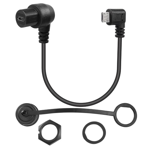 QIANRENON 90° Micro USB Panel Flush Mount Waterproof Extension Cable, Right Angle Male to Female Connector