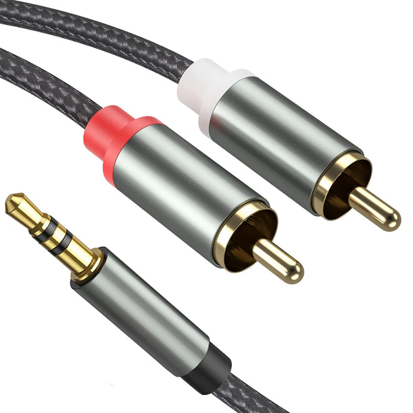 3.5mm to RCA Cable, 3.3FT 2 RCA Male to Aux Adapter, Y Splitter Cord Compatible with iPhone, MP3, Tablets, Speakers