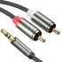 3.5mm to RCA Cable, 3.3FT 2 RCA Male to Aux Adapter, Y Splitter Cord Compatible with iPhone, MP3, Tablets, Speakers
