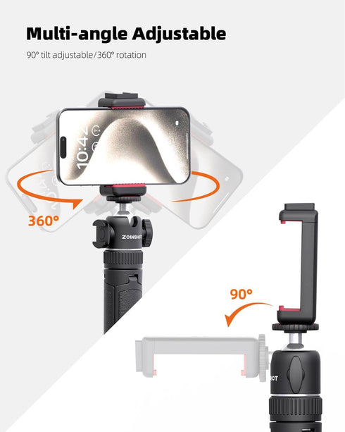 ZOINSHOT iPhone/Android/GoPro/Insta360 Mini Tripod, Lightweight Phone Tripod with Remote, Portable Selfie Stick