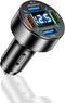 66W Fast Car Charger, 4 Ports Cigarette Lighter USB Charger with LED Voltmeter, QC3.0/Super Port Fast Charging Adapter