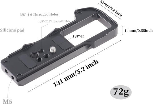 FocusFoto X-T5 Quick Release Baseplate QR Plate Mount for Fujifilm Fuji Mirrorless Camera, Compatible with Arca-Swiss