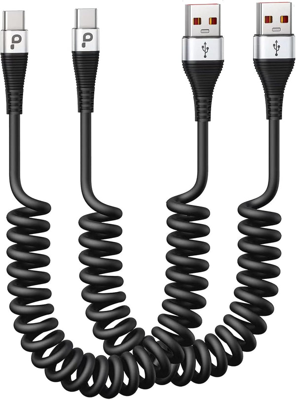 Fast Charging USB C Cable 2Pack, 3ft Coiled USB A to Type C for Samsung Galaxy S20 S10 S9 S8 Plus Note 10 9 8 & More.