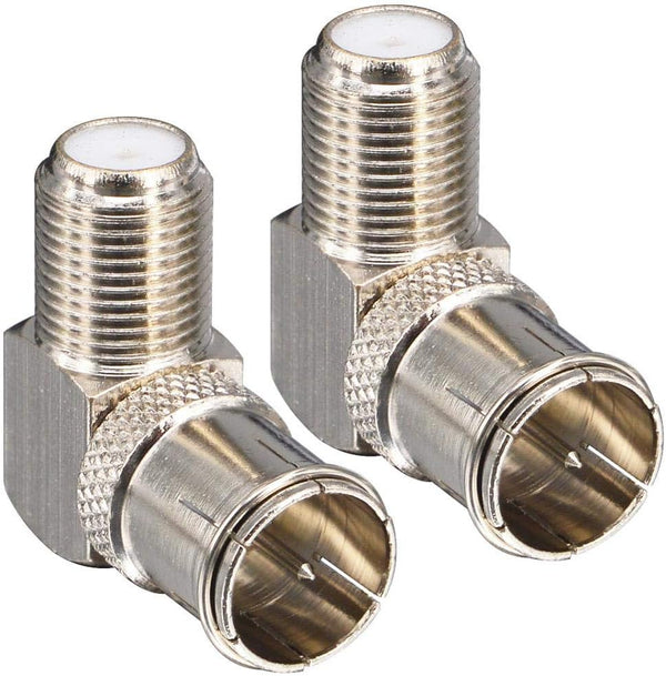 F Male to Female Right Angle Coax Connectors Type F Adapters Push on Coaxial Quick Connect RG6 for Wall Mounted TV,