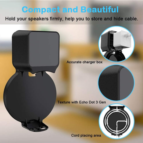 Maxonar Echo Dot Wall Mount Holder, Space-Saving Accessories for 3rd Generation Dot Smart Speakers, Built-in Cable