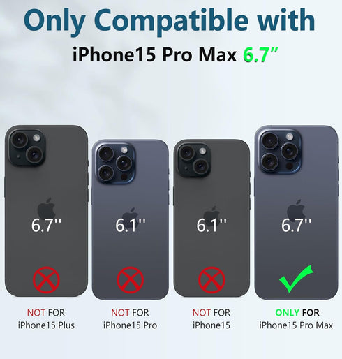 FNTCASE iPhone 15 Pro-Max Case, Military Grade Drop & Shock Protection with Kickstand, Rugged Textured Heavy Duty