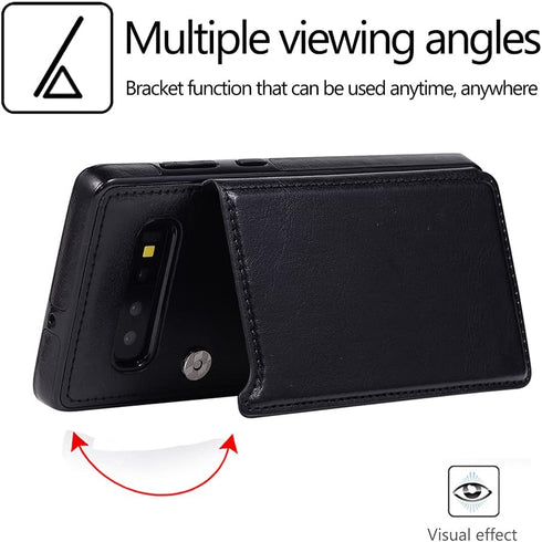 Samsung Galaxy S10 Wallet Case by NKECXKJ, PU Leather, Shockproof Flip Cover with Card Holder & Screen Protector, Black