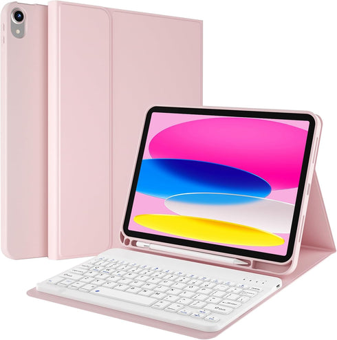 kenke Keyboard Case for iPad 10th Generation 10.9 Inch (2022), Smart Folio Cover with Detachable Wireless Keyboard,