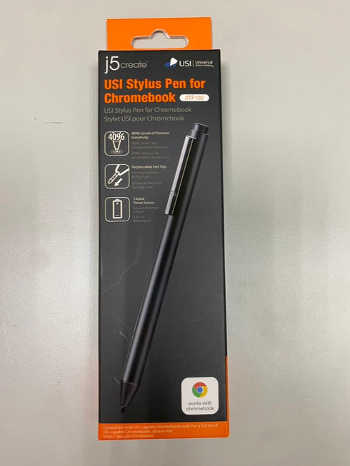 j5create USI Stylus Pen for Chromebook, Certified with 4096 Levels Pressure, Durable Aluminum Enclosure