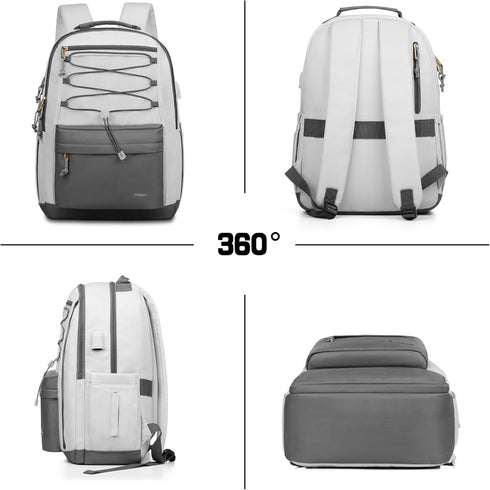 School Backpack for Teens Girls, Aesthetic College Large Bookbag for Women Students, 15.6 Inch Laptop Bag (Dark Grey &