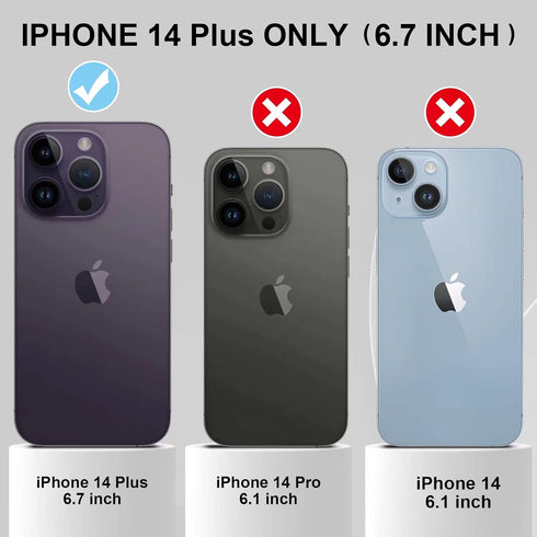 for iPhone 14 Plus Case 6.7 Inch with Ring Stand, with 2 Pack Glass Screen Protector + 1 Pack Camera Lens Protector,Heavy-Duty Shockproof Military Grade Rugged Cover (Black)