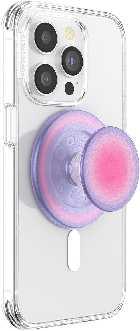 Aura PopSockets Phone Grip with MagSafe Compatibility, Includes Adapter Ring, Wireless Charging Compatible Phone Holder.