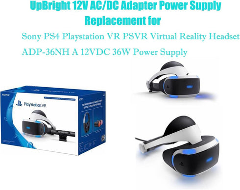 UpBright 12V 3A AC/DC Adapter Compatible with Sony PlayStation VR, PS4, PSVR2, Jet 12VDC Power Supply Cord