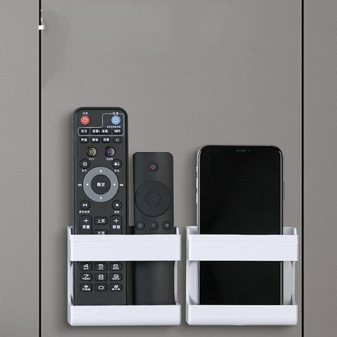 Wall Mounted Phone Holder Plastic Self Adhesive Multifunctional Phone Charging Stand TV Remote Storage Box for Home