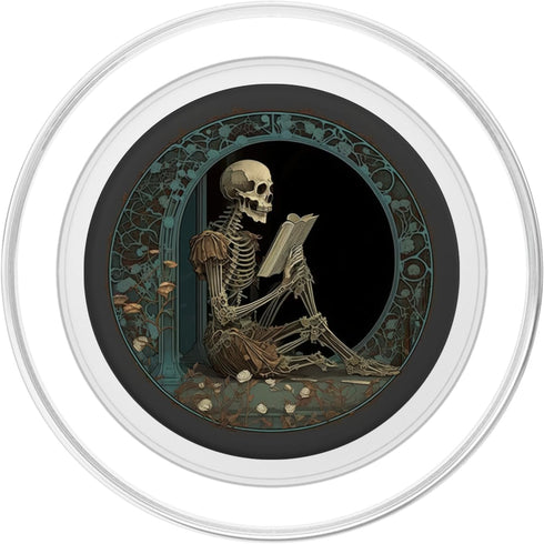 PopSockets PopGrip for MagSafe - Librarian Skeleton Gothic Goth Book Reading Lover