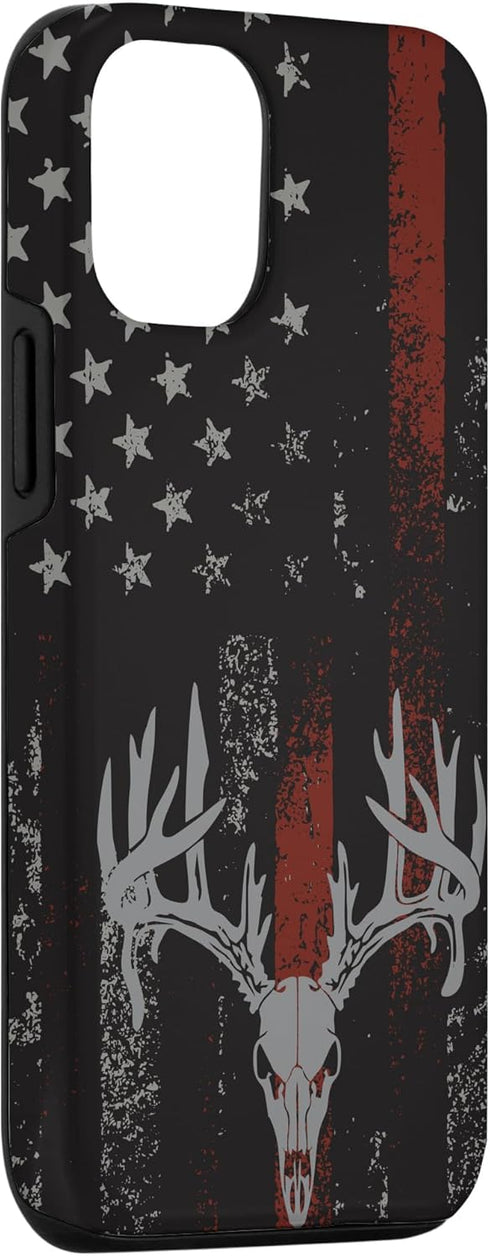 iPhone 12/12 Pro Case - American Flag Whitetail Deer Buck Hunting USA FLAG Hunter
