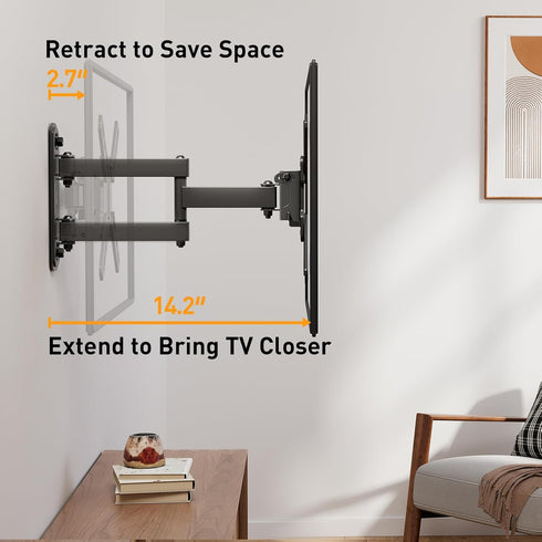 Perlegear Full Motion TV Wall Mount for 13-42 inch Flat or Curved TVs, Max VESA 200x200mm, PGSF6