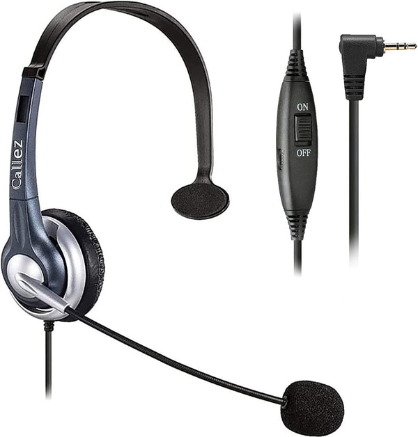 Callez Phone Headset with Noise Cancelling Microphone and Volume Control, 2.5mm Compatible with Panasonic AT&T Vtech