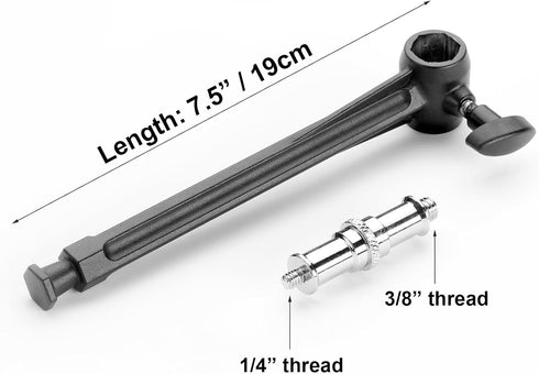 PHOCUS 6" Extension Arm with Universal Adapter Spigot for Mounting Strobe, LED Light, Camera, or Photo Studio Light