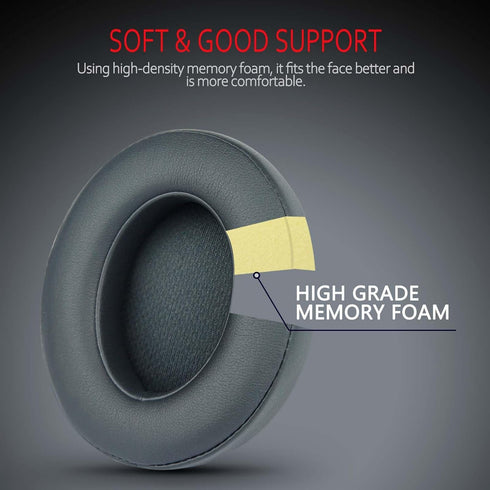 Krone Kalpasmos Earpad Replacement for Beats Studio 2 & 3 Wireless/Wired Headphone, Ear Cushion Premium Protein Leather Memory Foam with Kits, Superb Comfortable Easy to Install – Grey