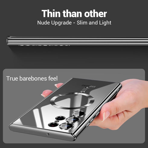 Samsung Galaxy S24 Ultra Case, Magnetic Cover for 6.8 Inch, Glossy Slim Thin Compatible with MagSafe, Black