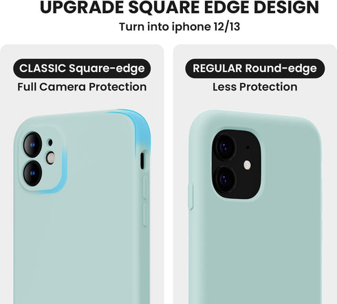 iPhone 11 Case with Square Edges, Camera Protection, Silicone Shockproof Cover with 2X Screen Protectors