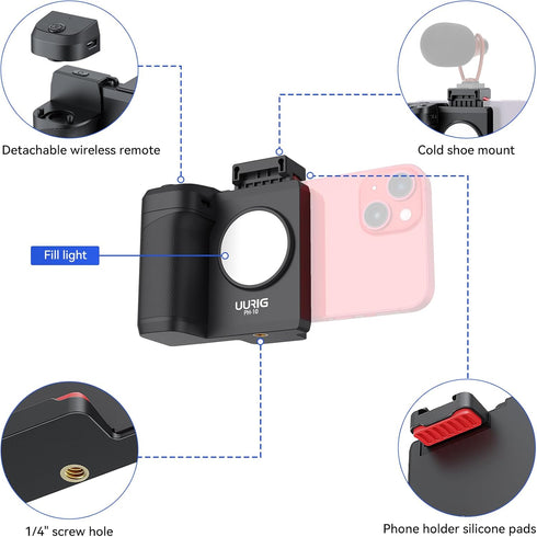 VRIG Express PH-14 UURIG Smartphone Camera Shutter Handle Grip w Detachable Wireless Bluetooth Remote