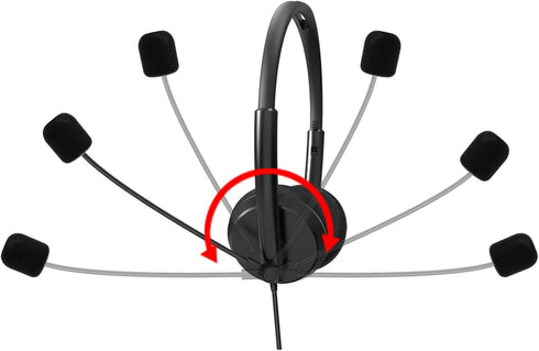 GEEKRIA USB Headset with Mic and Mute Option, Wired Headphone for PC, Laptop, Tablet, Computer Headset with Noise Cancelling Microphone, All Day Comfort for Meetings, Call Center, School (Black)