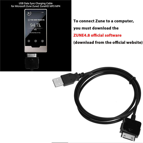Adhiper Replacement USB Sync Data Transfer Zune Charging Cable for Microsoft Zune (3.3ft, Black)