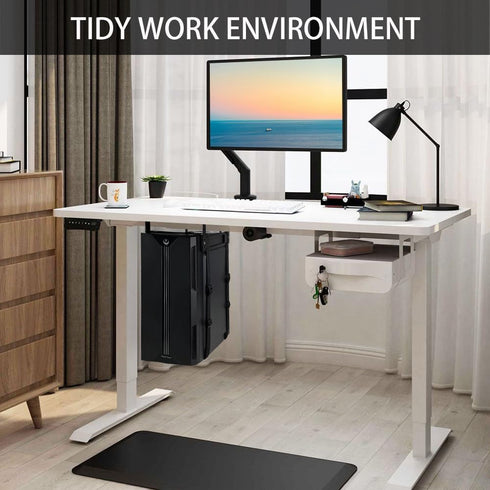 Under Desk PC Mount with Anti Scratch Sponge, Adjustable CPU Holder Bracket for Computer Tower (Black)