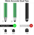 Stylus Pens for Touch Screens, Bargains Depot (2 Pcs) 2-in-1 Stylus Pens for iPhone, iPad, Samsung Galaxy, Tablet with 20 Replacement Rubber Tips -Purple/Green