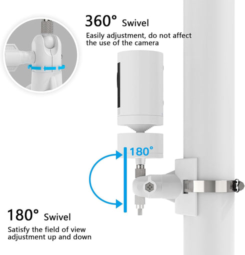 Pole Mount Bracket for Pan Tilt Camera - Multifunctional Winding Installation (1 Pack, White)