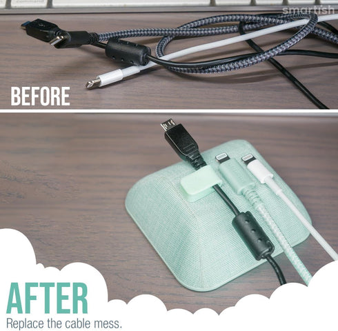 Smartish Magnetic Cord Holder, Cable Wrangler Organizer with Magnet Clips for Charger Management - Teal Me More
